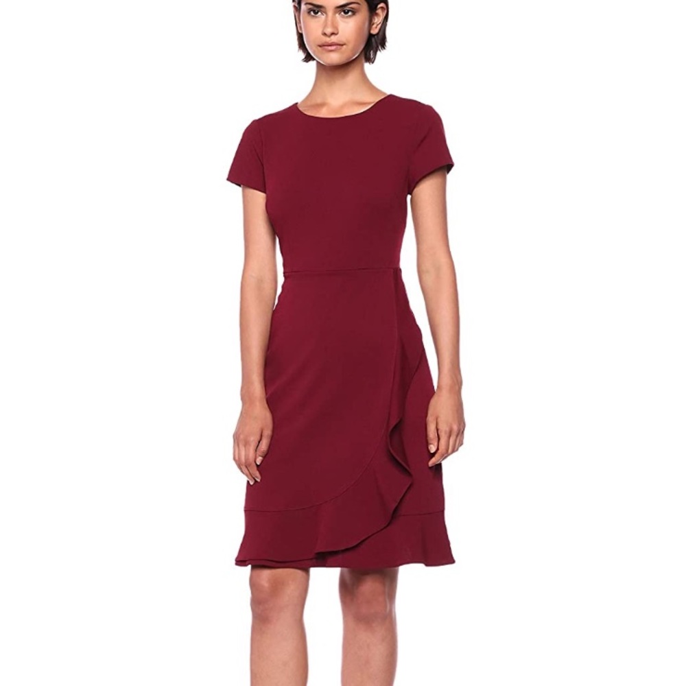 Adrianna Papell Knit Crepe Jewel Neckline Dress